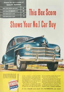 1947 Plymouth blue car Vintage Ad This boc score shows your no 1 car buy - Picture 1 of 1