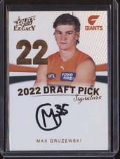 Max Gruzewski 2023 Select Legacy AFL Draft Pick Signature Copper RC 012/175