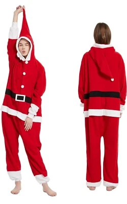 MAJ&COS Santa Claus One Piece Adult XL Pajamas Halloween Costume Unisex - Image 1 of 4