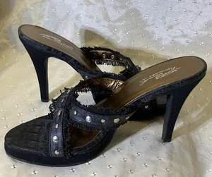 Sandalias de tacón alto de felpa platino para dama punta abierta - Imagen 1 de 10