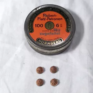 Antique Tin Alfred Nobel Company Flobert-Platz-Patronen 6mm Blank Cartridges - Picture 1 of 5