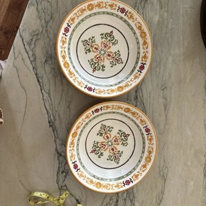 Williams Sonoma ASOLO 24oz Pasta 11" Bowl Set 2 Pc Gold Green Red Italian Italy - Picture 1 of 7