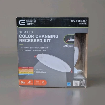 Commercial Electric Ultra Slim 6 in. Color Selectable Canless Recessed LED Kit - Image 1 of 4