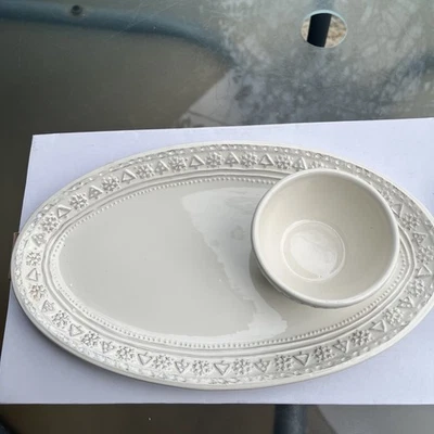 Hallmark Christmas White Snowflake Platter with Dip Bowl - Image 1 of 4