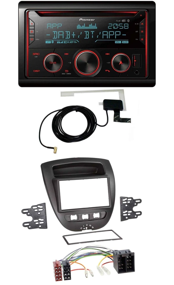 Pioneer 2DIN MP3 DAB USB CD Bluetooth Autoradio für Citroen C1 Toyota Aygo Peuge - Bild 1 von 4