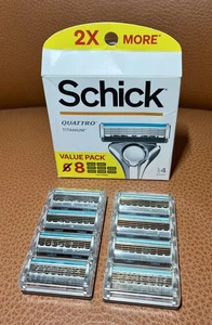 Schick Quattro Titanium Cartuccia Rasoio Uomo 4 Lame Ricarica Confezione Valore 8 Ct - Foto 1 di 2