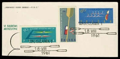 POLAND 1961 FDC 6th European Canoeing Championships imperforated  SG72S - Image 1 of 2