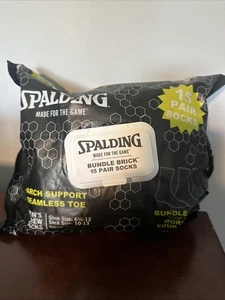 Spalding Konvolut Brick 15 Paar Socken, Größe 10-13, Crew Socken, schwarz - Bild 1 von 3