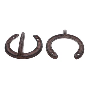 2 Stück rustikale Gusseisen Hufeisenhaken - Schwerlast Metall Aufhängehaken Vintage - Bild 1 von 17