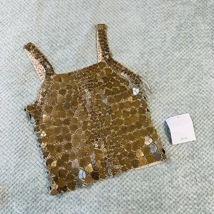 Camiseta sin mangas Insane PER SE Chain Mail metal con cuentas doradas metálica nueva con etiquetas lentejuelas y2k Año Nuevo - Imagen 1 de 8