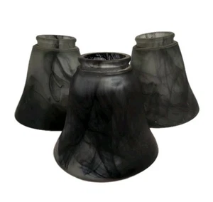 Vintage Ceiling Fan Glass Lamp Shades, Pendant Smokey Marble Set Of 3 - Picture 1 of 11