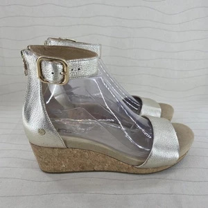 UGG Womens Australia Zoe II Open Toe Wedge Gold Leather Sandals 1102782 Size 8 - Picture 1 of 15
