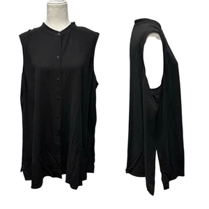 Eileen Fisher Womens Plus Size 2X 100% Silk Sleeveless Tank Tunic Button Front - Picture 1 of 10