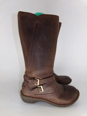UGG Brown Leather Tall Buckle Wool Lined Warm Winter Rosen Riding Boots Size 8 - Image 1 of 4
