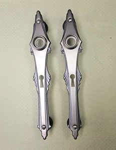 Lote de 2 placas y tornillos de puerta enchapados en níquel cepillado Art Deco vintage nuevo-antiguo Stk - Imagen 1 de 7