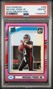 Michael Penix Jr. 2024 Donruss Rated Rookie #308 Optic Preview Pink PSA 10 💎 - Picture 1 of 2
