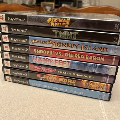 PS2 Cartoon Adventure Lot - TMNT PAC-Man Monkey Island Lego Star Wars Brave WORK - Image 1 of 4