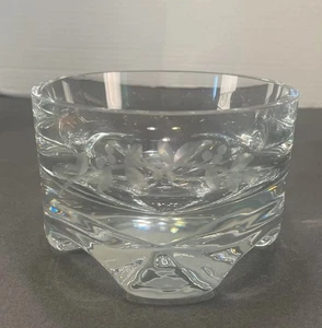 Krosno Poland Signed Crystal Glass Candy Bowl Clear Elegant Heavy 4.75" Etched - Picture 1 of 10