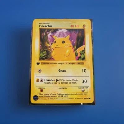 Pikachu 058/102 Base Set (Shadowless) WOTC VINTAGE 1st Edition Pokémon TCG RARE - Image 1 of 3