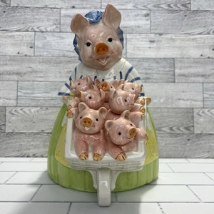 Fitz And Floyd Prunella Schwein und Ferkel Keksdose - Bild 1 von 14
