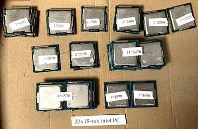 33x PC CPU Intel Core i5 intel PC9 i5-650 660 670 2130 2400 i5-3470 i5-4570 4690 - Immagine 1 di 4