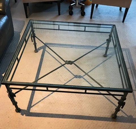 Vintage Giacometti Style Iron and Glass Cocktail/Coffee Table Cover