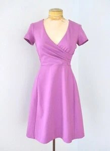 Boden Lavender Knit Fit Flare Career Dress Draped Crossbody V-Neck Lined US 4P - Picture 1 of 6