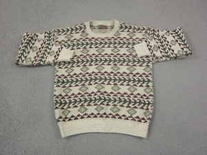 Vintage Jantzen Sweater Adult Medium Creme Fair Isle Made USA Knit Mens 90s - Picture 1 of 11