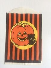 Vintage 1940-60s Halloween Treat Paper Bag w/ Pumpkin and Black Cat