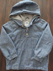 Old Navy Pullover Felpa con Cappuccio Giacca Jean Chambray Bambino Tg 5 - Foto 1 di 1