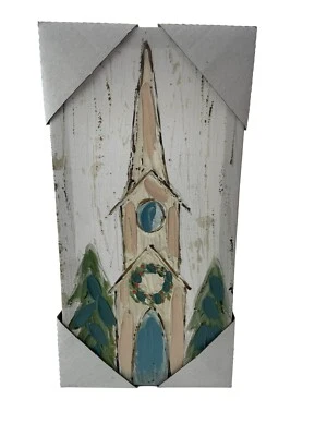 Christmas Church Steeple Art Print Farmhouse Decor Wall 10 X 6 Canvas - Image 1 of 4