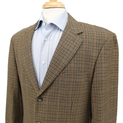 Blazer chaqueta deportiva Haggar 100 % lana franela marrón pata de gallo a cuadros 3 Btn 42R Foto 1 de 4
