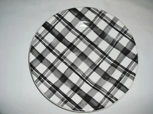 PIER 1 Bradford Ironstone Black Plaid Salad /Snack/ Luncheon Plates 7 AVAILABLE - Picture 1 of 5