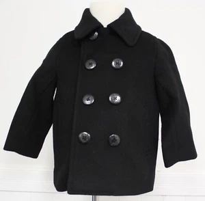 j crew crewcuts Coat Black Peacoat Wool Blend Toddler Boys Size 2 NWTS New - Picture 1 of 7