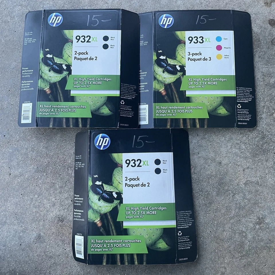 Original HP (2) 932XL 2er-Pack & (1) 933XL Gelb Cyan Magenta Tinte Neu im Karton Versiegelt Multi - Bild 1 von 4