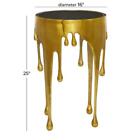 Litton Lane End Table W/ Melting Design 16" Large Round Glass Drip Top Gold
