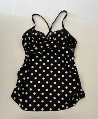 Liz Lange maternity tankini black & white polka dot women's sz m - Image 1 of 4