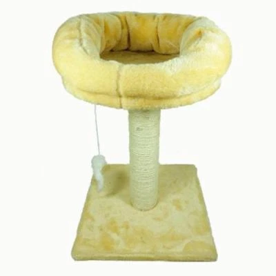 Cat Tree House Toy Bed With Resting Nest Area Scratch Post Furniture Beige - Image 1 of 2