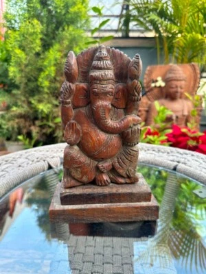 Ancient Rare Wooden Hand Crafted Hindu God Ganesha Sculpture - Изображение 1 из 4