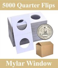 5000 2x2 Mylar Window Quarter Size Cardboard Flip Archival Long Term Coin Holder