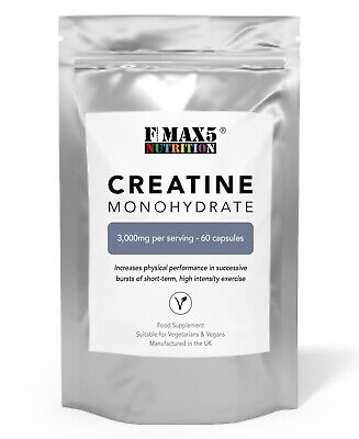 3000mg PURE CREATINE TABLETS MONOHYDRATE - MUSCLE GROWTH & STRENGTH 60 Capsules • 6.22£