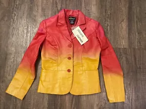 Women’s METROSTYLE Vintage Leather cropped button down leather jacket Sz 8 New - Picture 1 of 7