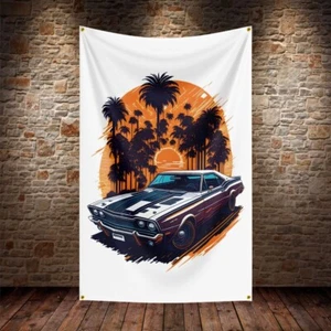 1970 Dodge Challenger R/T Car Model Flag Banner 3x5ft Garage Decor Artwork - Picture 1 of 5