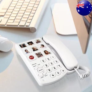 Big Button Phone One Button Touch Corded Telephone 9 Piction for Seniors Elderly - Zdjęcie 1 z 12