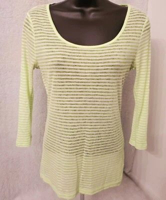 Camisa Top Blusa Energie Juniors Mujer Talla L Grande Verde Blanco Rayas Foto 1 de 4