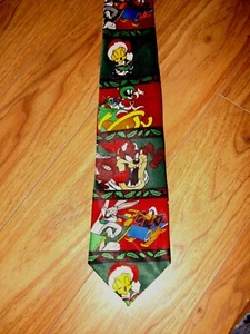 Looney Tunes 1998 Marvin Martian Daffy Taz Tweety Bugs corbata de Navidad WB - Imagen 1 de 6