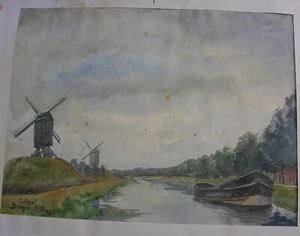 BRUGES. Aquarelle originale C. Legal. 1919. - Imagen 1 de 3