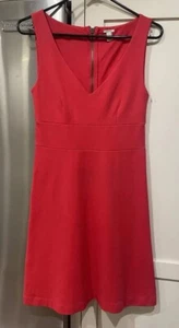 NWOT J CREW Size 0 Red Cotton Stretch V-neck Sleeveless A-line Flatering Dress - Picture 1 of 10