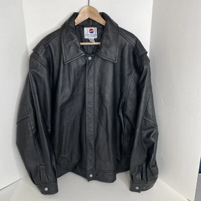 Vintage 1990s Pepsi Leather Bomber Jacket XL -VGUC-Nothing Else Is a Pepsi - Image 1 of 4