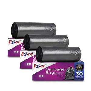 Ezee Black Garbage Bags 19x21" | 90 Pcs (3x30) | Medium Size | Leak-Proof - Picture 1 of 7